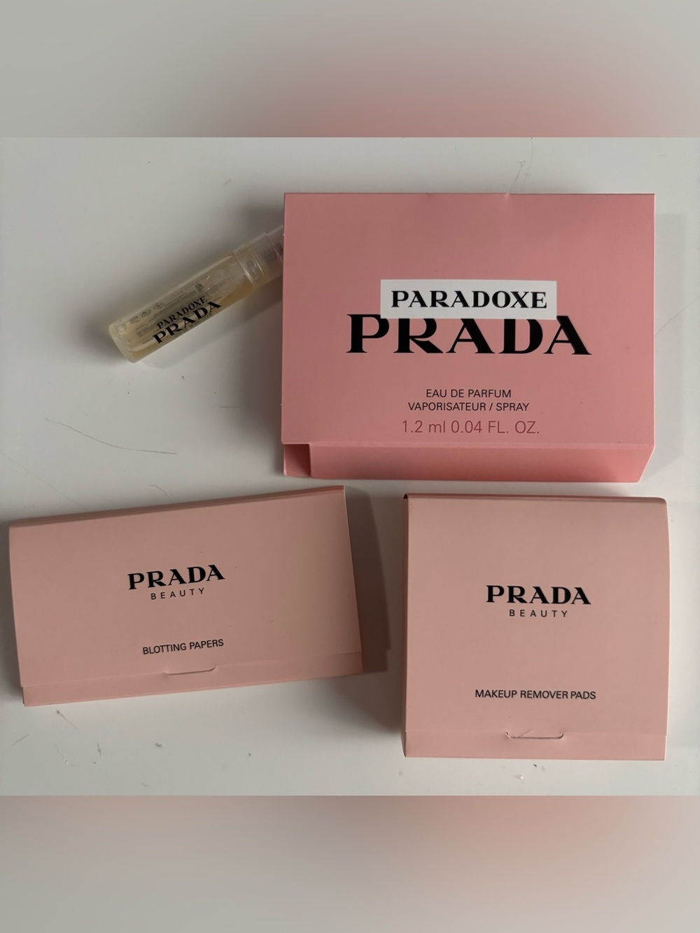 NEW Prada Branded Touch up kit-Makeup Pads,Blotting Papers&sample vial-NYC Popup